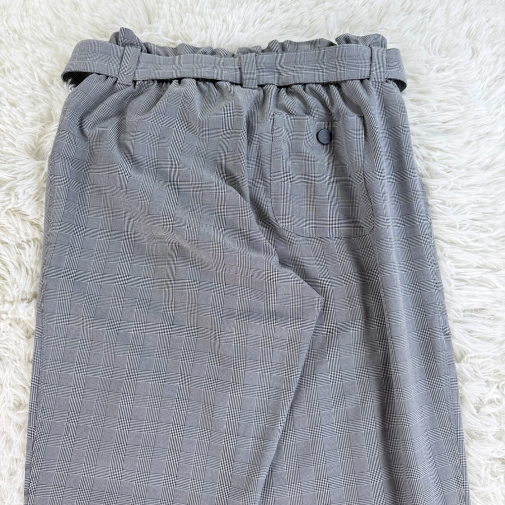 Athleta Skyline Pant Grey Glen Plaid Paperbag Waist Tapered Size 0 Preppy Office - Picture 9 of 13
